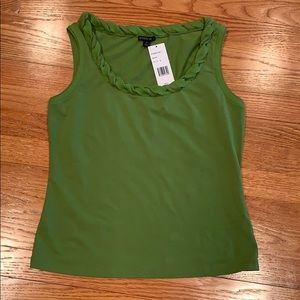 Lafayette 148 Green Tank Top with Braided Neckline